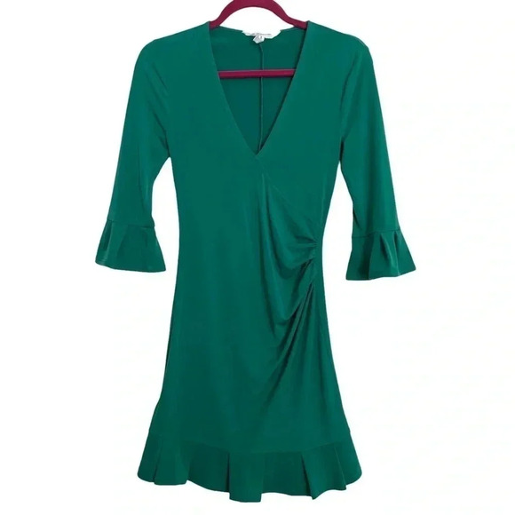 BCBGeneration Green Ruched Ruffled Dress - Picture 1 of 8